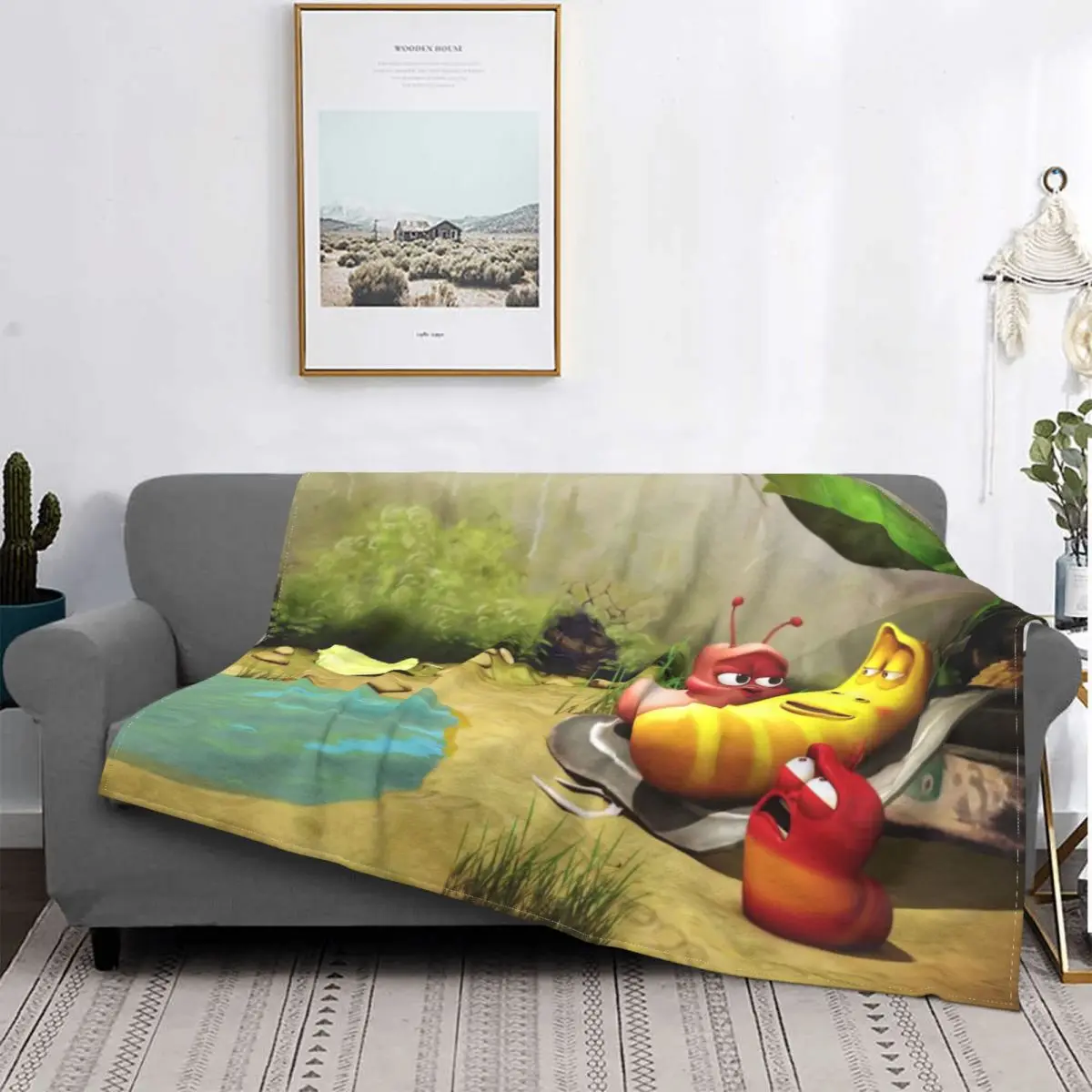 

Larva Yellow Funny Animation Cozy Portable Warm Throw Blankets for Bedding Travel