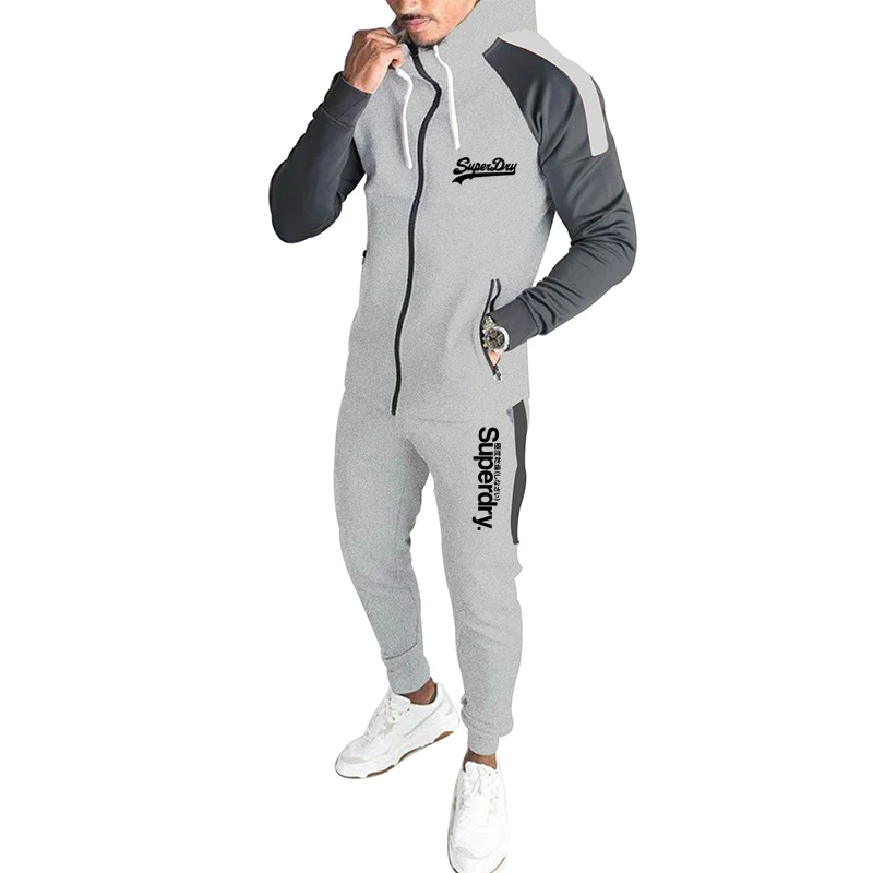 

2021 New Daily Men's Sports Outdoor Two Piece Suit + Track And Field Running Field Suit Fitness Jogging Leisure Sports Suit