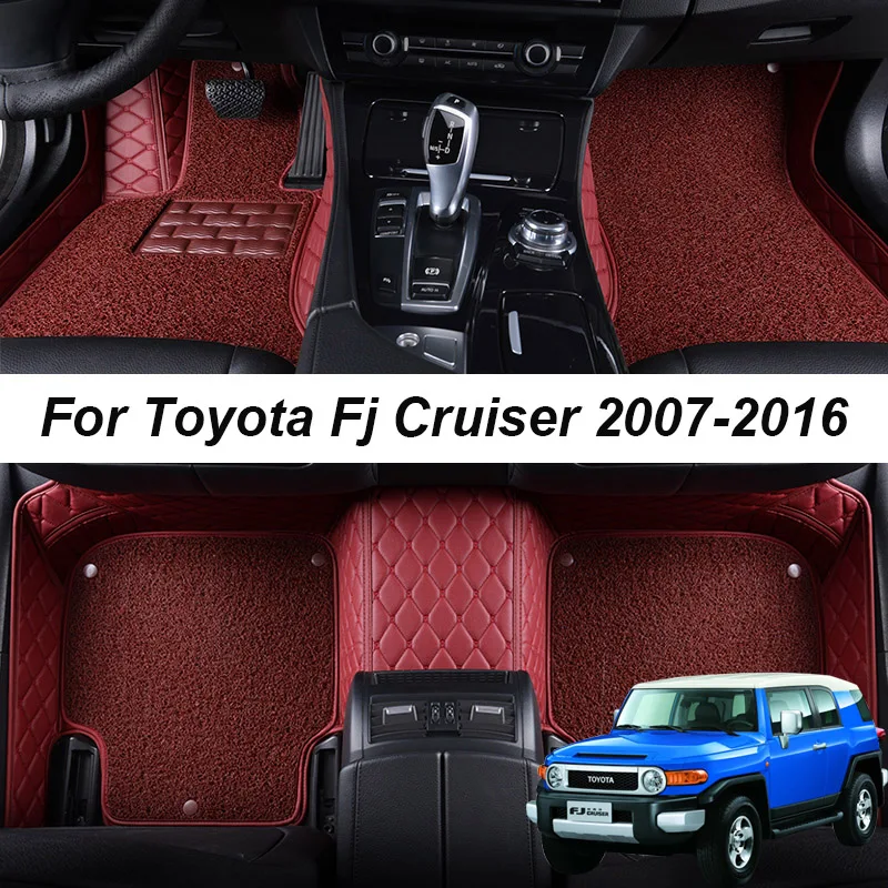 

Double layer Leather interior Parts Customized Car Floor Mats For Toyota Fj Cruiser 2007 2016 2008 Carpet Rugs Pads Accessories
