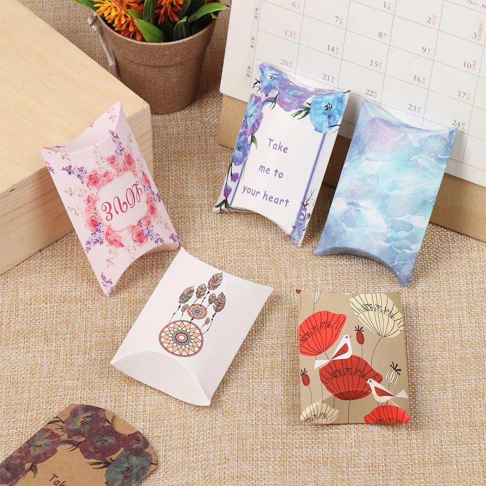 10pcs Gift Box Hot Sell Paper Pillow Stock Packing Birthday Present Leaf Tree Pattern Fashion Fresh Style | Дом и сад