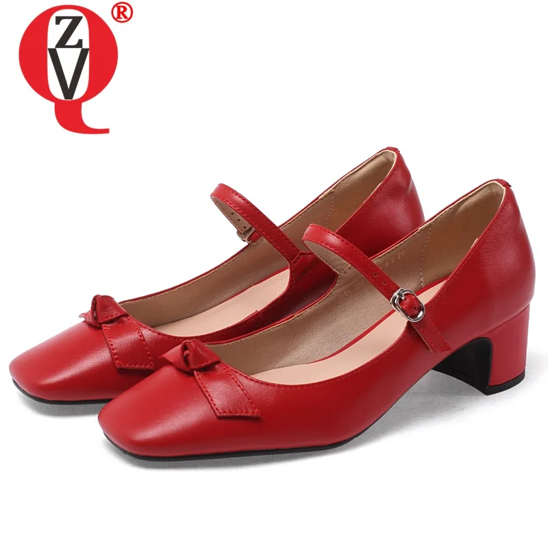 Женские кожаные туфли лодочки ZVQ винтажные Туфли Мэри Джейн с пряжкой в японском