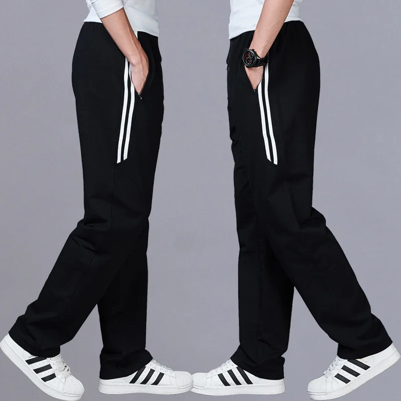 Мужские спортивные штаны для бега джоггеры прямые тренировочные брюки в полоску
