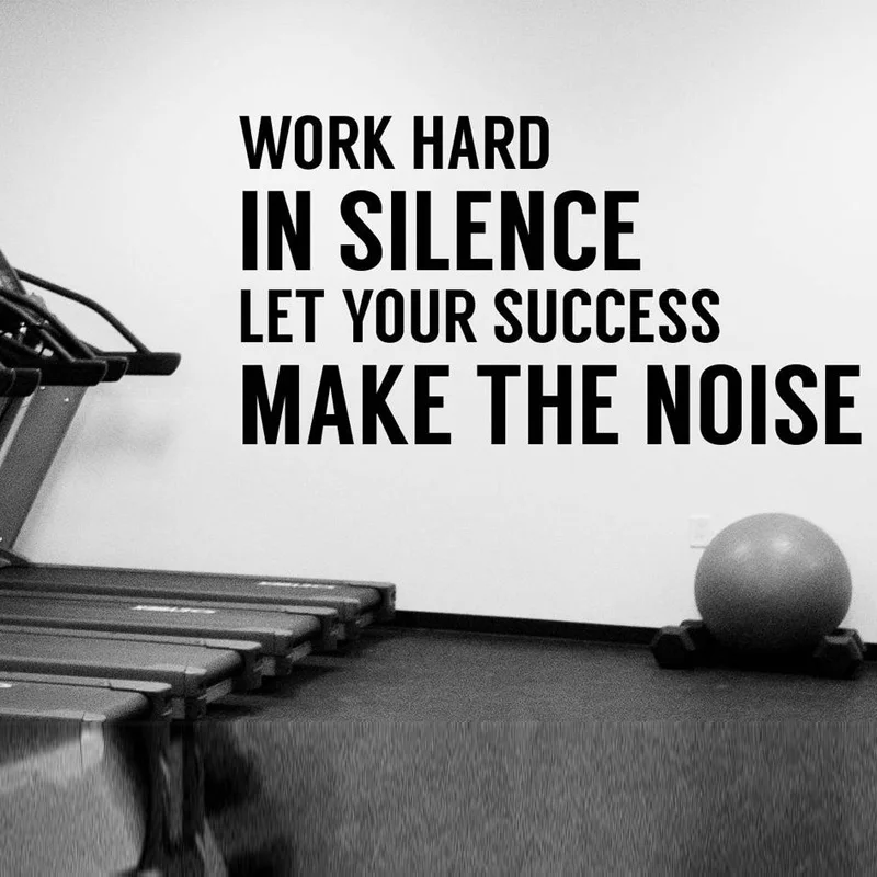 

Work Hard In Silence Fitness Motivational Quote Wall Decal Workout Success Inspirational Vinyl Decal Art Gym Sport Decor3631