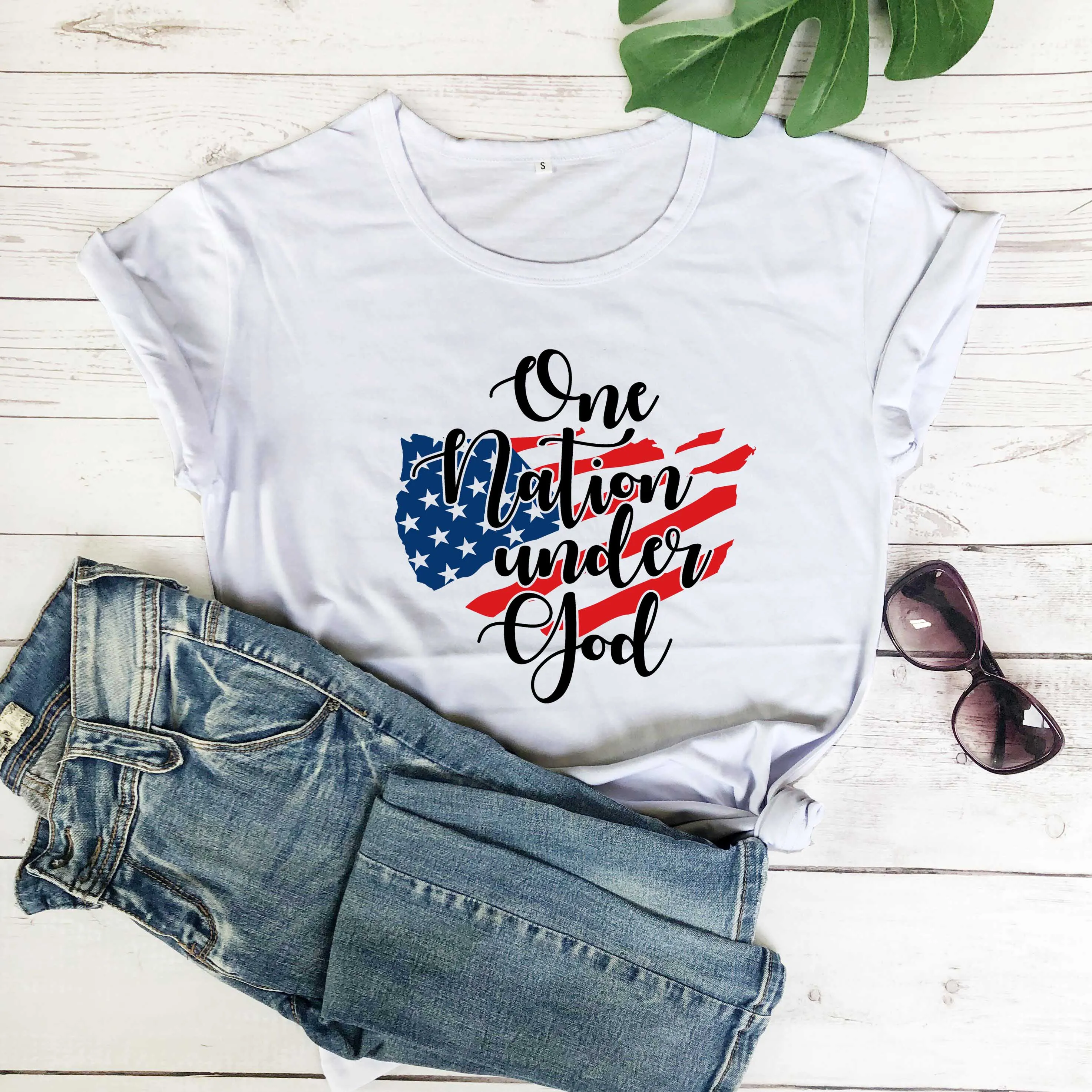 Одна страна под Богом футболка Чистый хлопок свободный покрой широкие