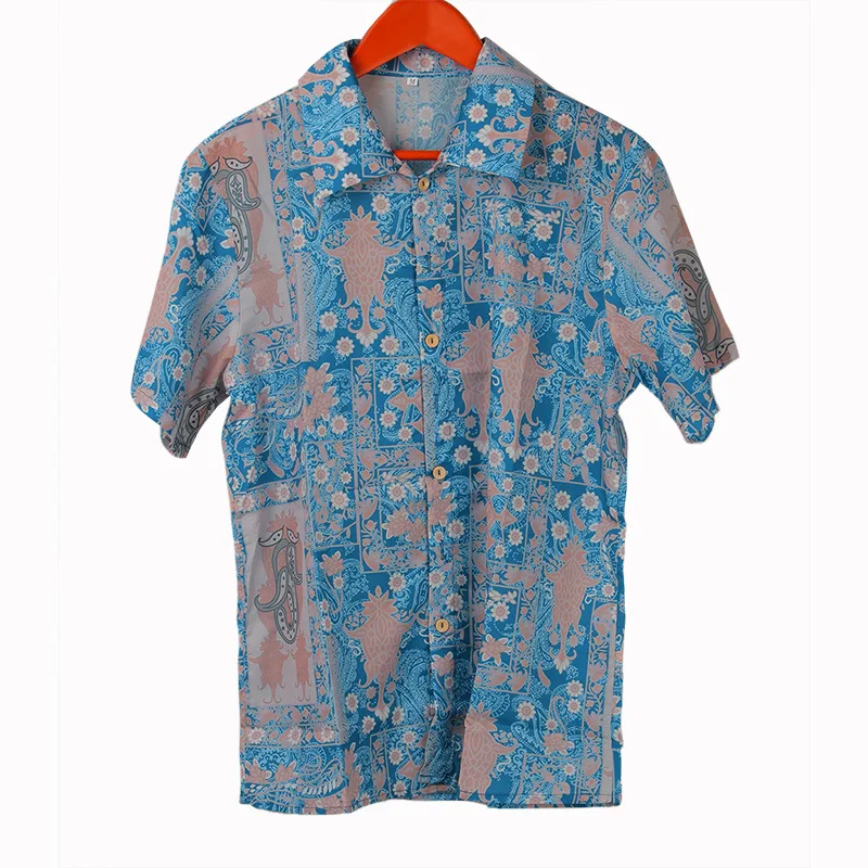 

European American Men's Shirts 2020 New Hawaiian Casual Beach Print Short Sleeves Camisas Para Hombre