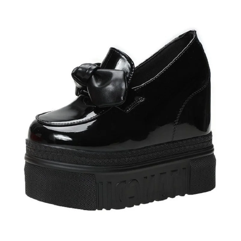 Женская Вулканизированная спортивная обувь на толстой подошве, женская повседневная обувь на шнуровке с каблуком 12 см, весна-осень 2021