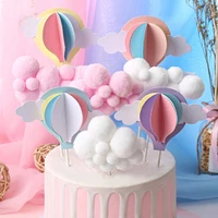 colorful hot air balloon cake toppers cloud ballon cake decor 1st birthday cake decor happy birthday party decor kids boys girls
