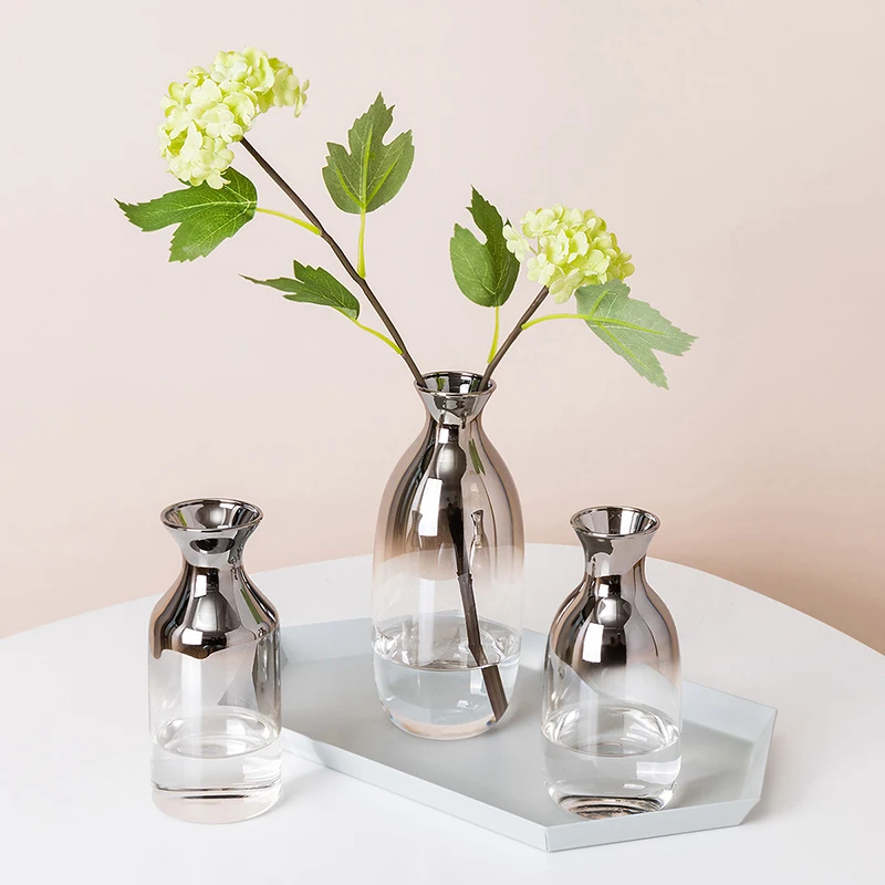 Скандинавская стеклянная ваза серебряный градиент сушеный скандинавский цветок