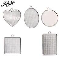 juya 50pcs double sided pendant base heart square round oval rectangle blank tray charms diy jewelry making for keychains crafts