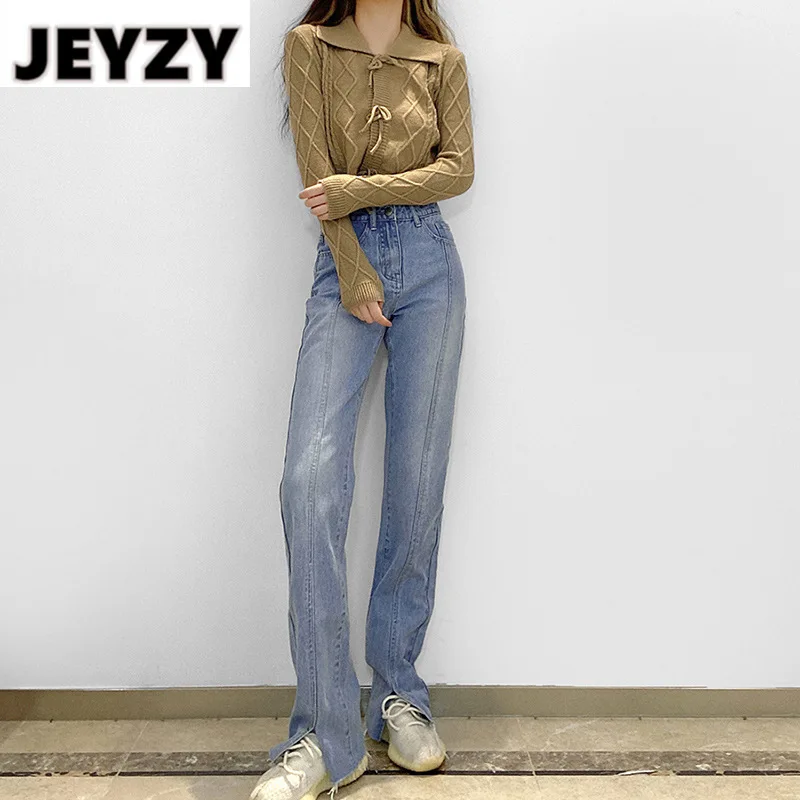 

Jeans High Waist Clothing Jean For Women Fashion Women High Waist Straight Fit Slim Fit Split End Fashion All Match Casual Jeans