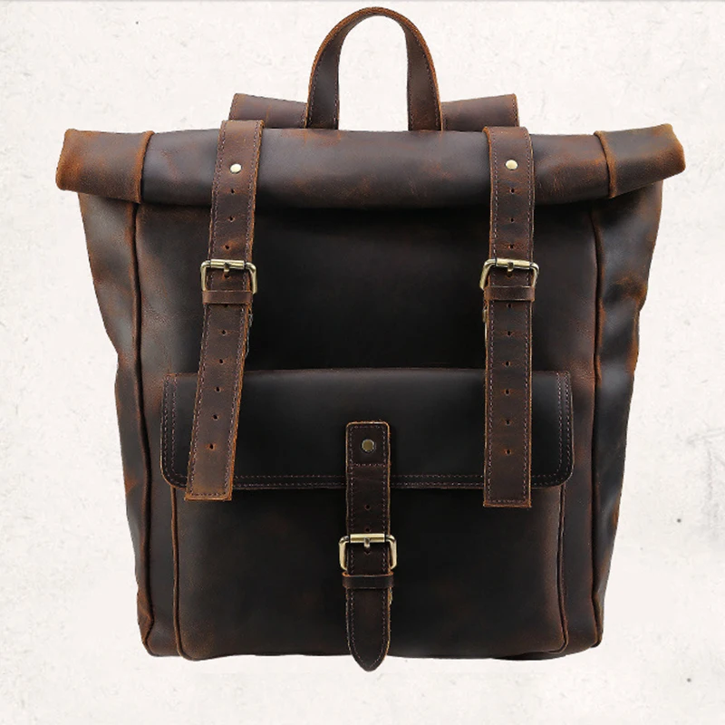 Рюкзак Crazy Horse из натуральной кожи для мужчин 17 &quot рюкзак ноутбука большая