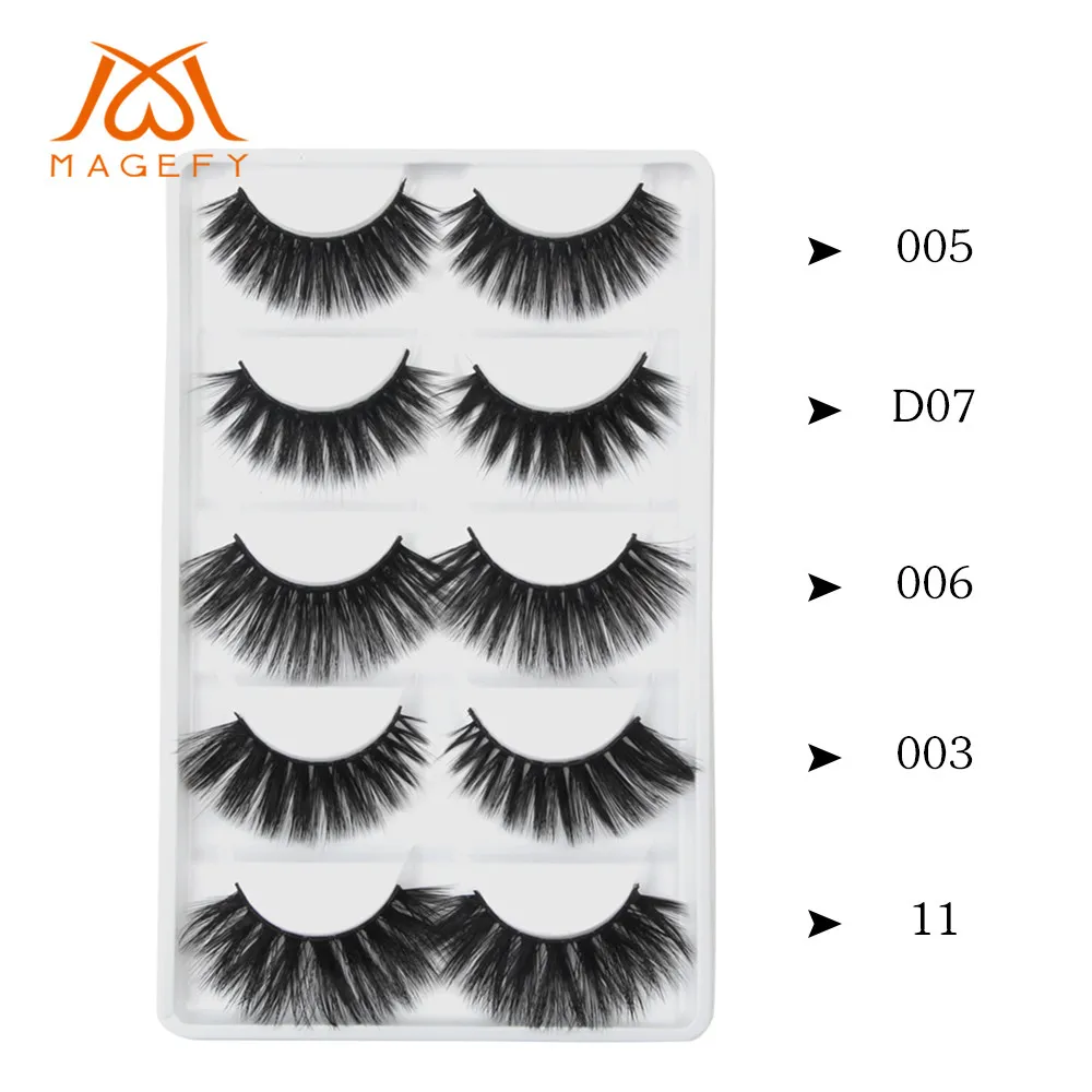 5 пар в упаковке объемные норковые Накладные ресницы с натуральным крестом