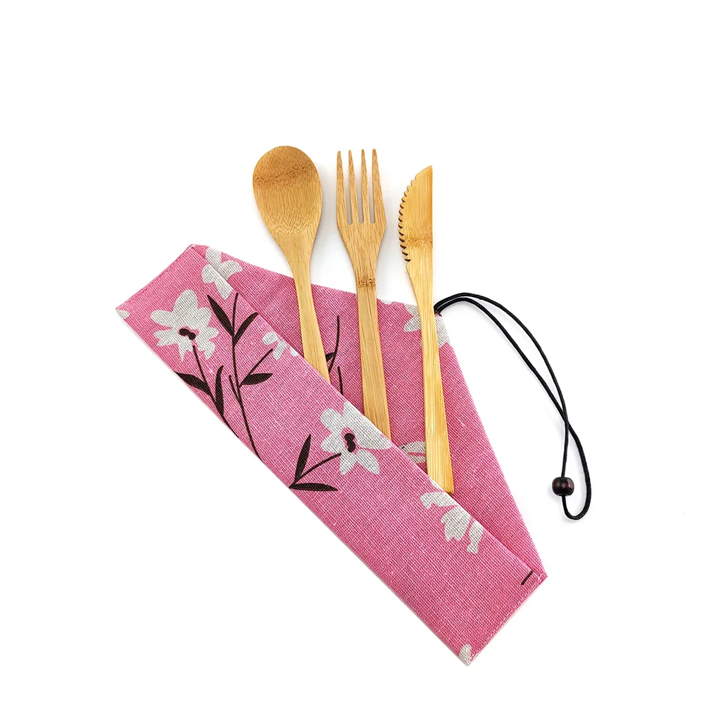 Набор бамбуковой посуды из 3 предметов дорожная посуда экологичный бамбуковый