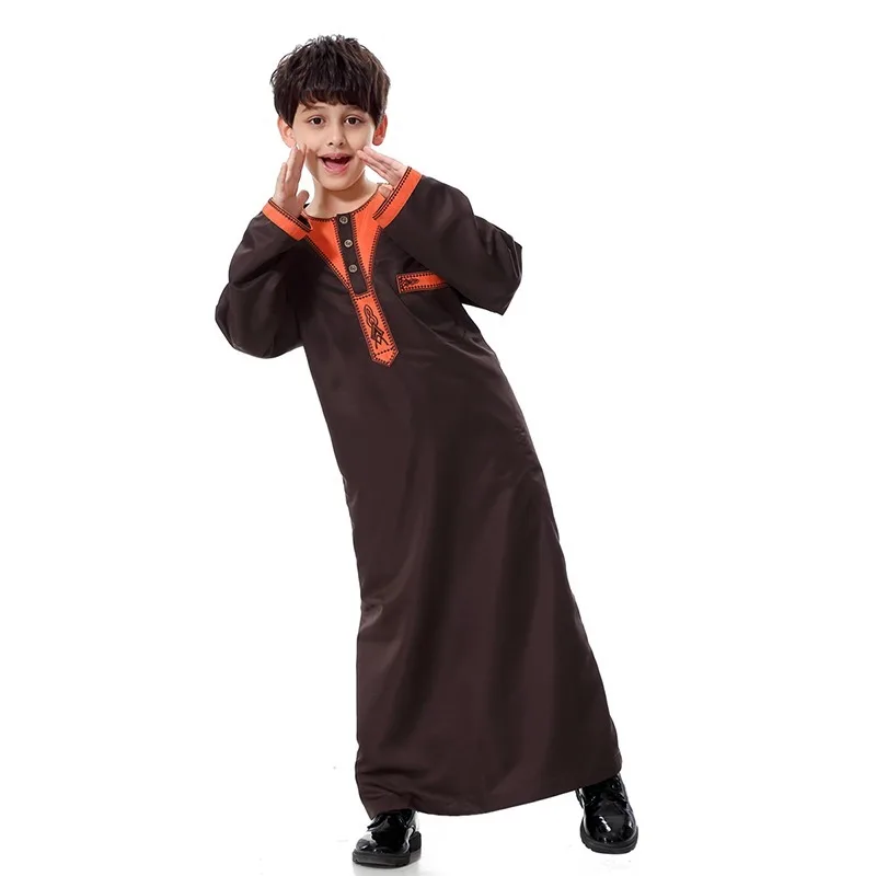 Boy Children Abaya Dubai Kaftan Oman Arabic Qatar Muslim Kids Hijab Robe Caftan Marocain Ramadan Saudi Arabia Islamic Clothing