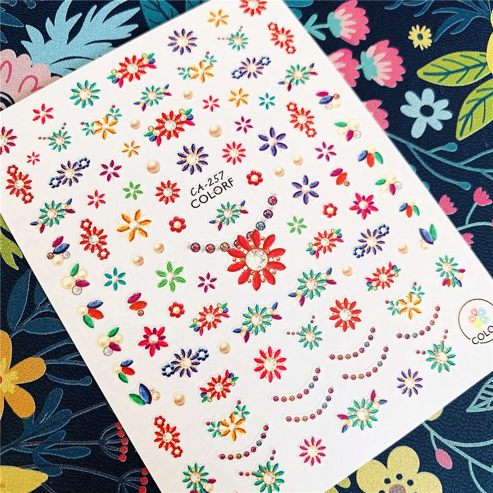 

Newest CA sereis CA-257 flower 3d nail art sticker nail decal stamping export japan designs rhinestones decorations