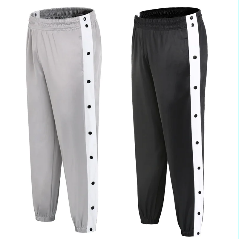 Men Basketball Pants Side Striped Button Easy To Wear Mens Casual Pant Loose Sweatpants | Мужская одежда