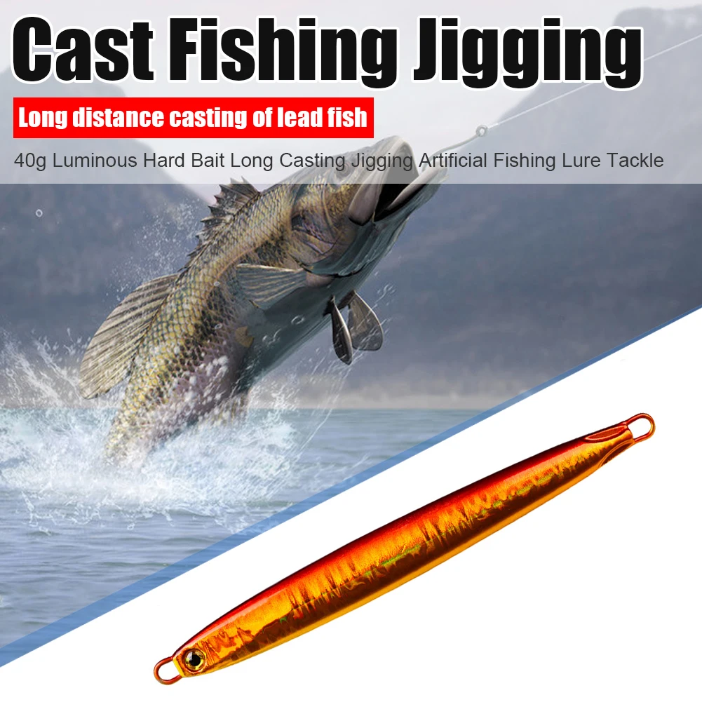 

40g Luminous Hard Bait Long Cast Jigging Artificial 3D Eyes Fishing Lure Tackle Outdoor Portable Easy Fishing Carrying