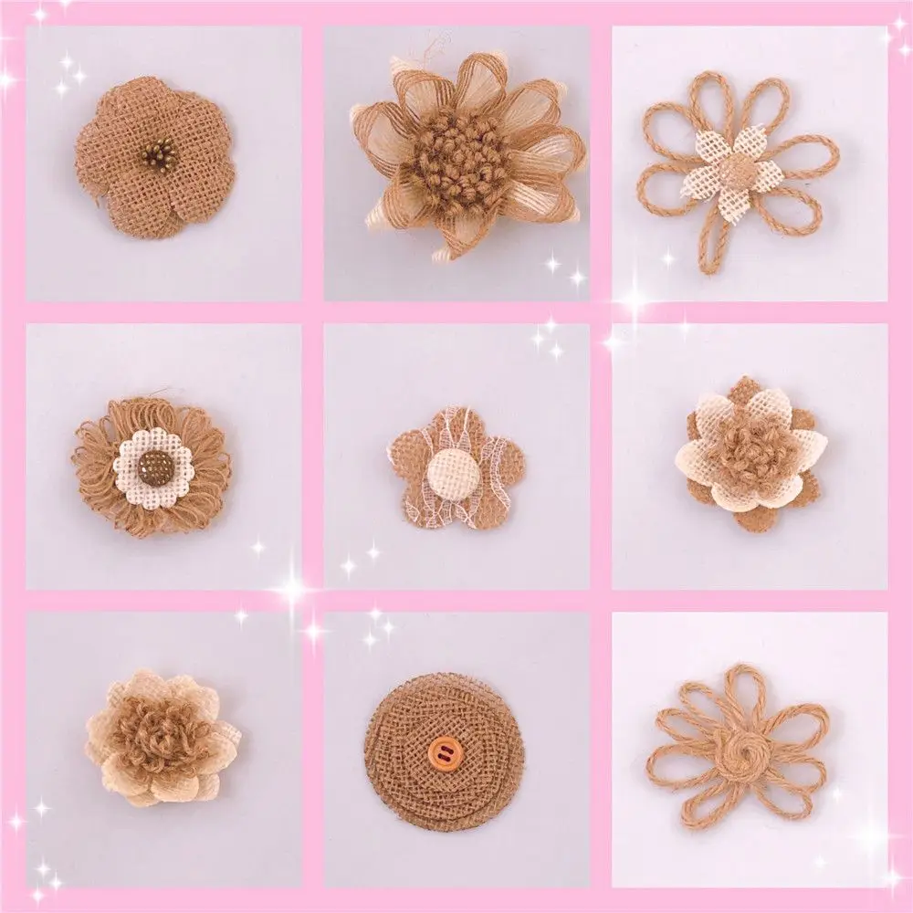 

Vintage Jute Artificial Flower Handmade Flower DIY Rustic Fake Rose Craft Supplies Wedding Decoration Hat Flower Accessories