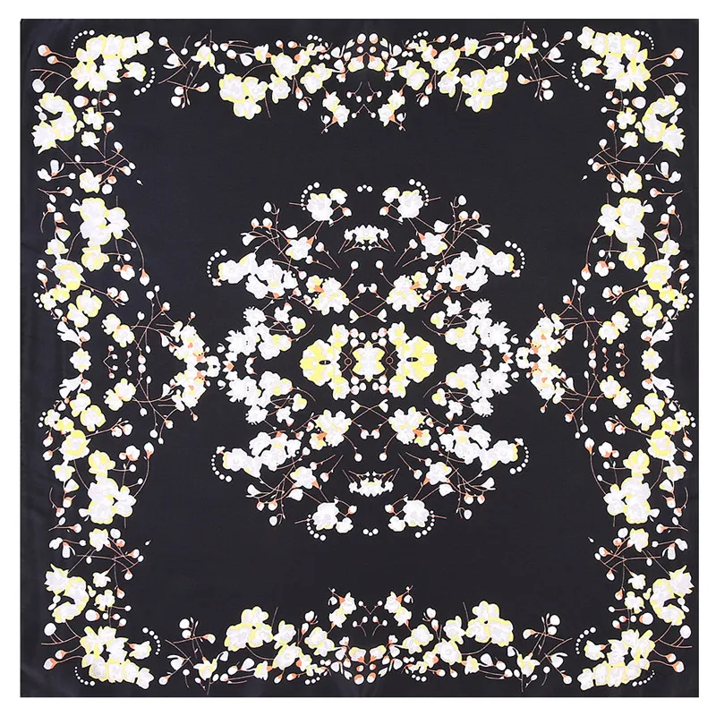 

POBING Silk Feeling Scarf Floral Print Square Scarves Women Bandana Small Hijab Foulards Lady Tie Headband Neckerchief 55x55CM