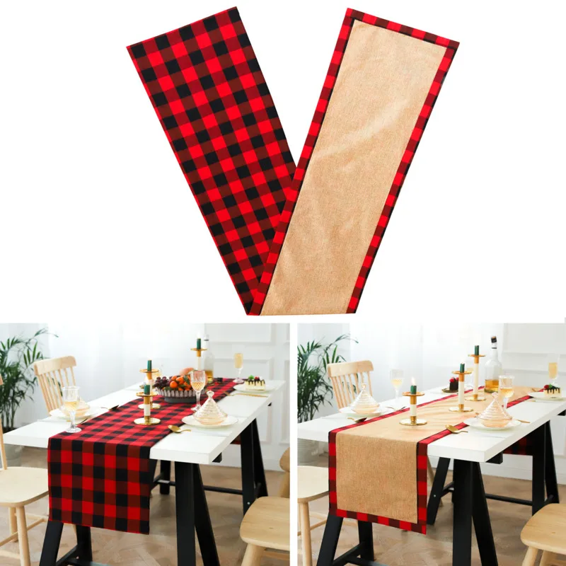 

Рождественская клетчатая подстилка для стола, модная Рождественская Декоративная скатерть для стола, Рождественское украшение