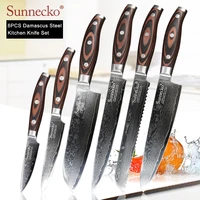 sunnecko damascus chef slicing utility paring bread santoku knife japanese vg10 steel blade kitchen knives pakka wood handle