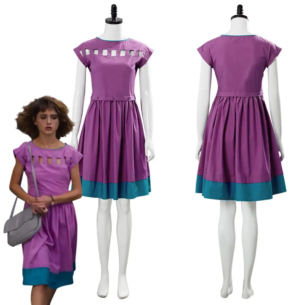 

Stranger Things Season 3 Cosplay Costume Nancy Wheeler Purple Dress Adult Women Girls Suit Halloween Carnival Costume