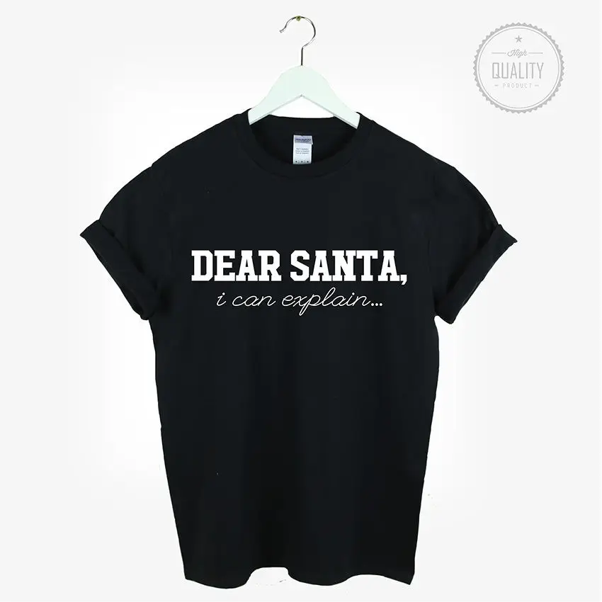 Женская футболка с надписью Dear Santa | одежда