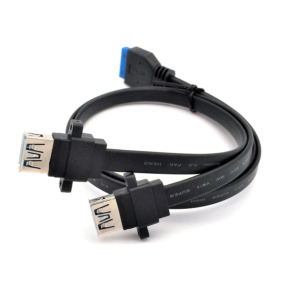 

IDE20P Front Panel Extension Cable 20 Pin To Dual USB3.0 Female With Screw Holes 30/50/80cm Chassis Data Adapter Cable