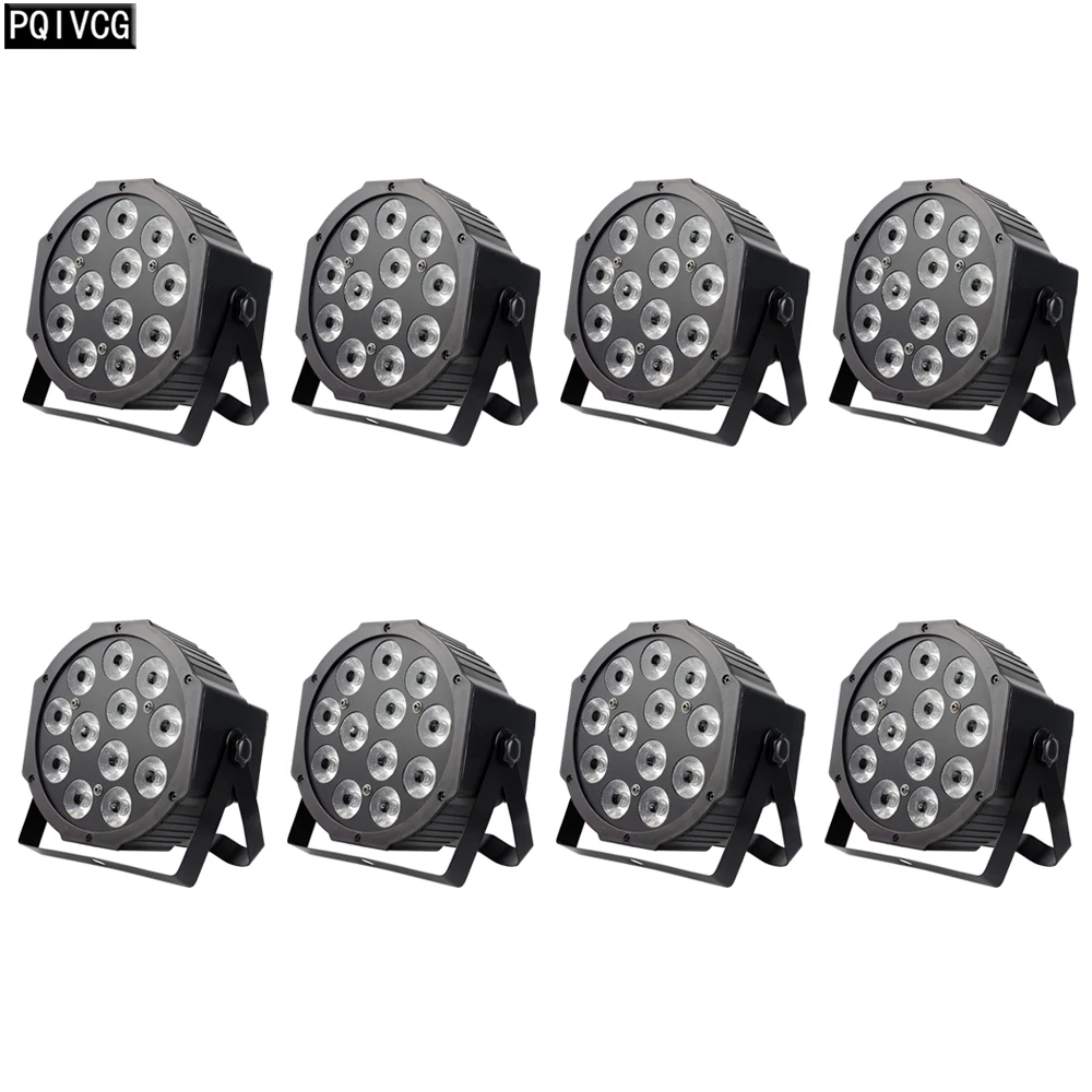 

8 PCS/Lot 12x12w Led Par Light RGB+UV 4in1 Flat Par Light DMX512 Disco Light Full Color UV Light