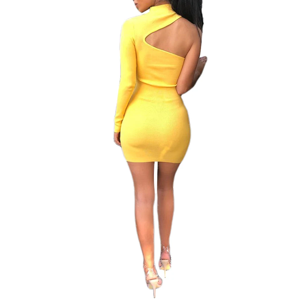 

Women's dress summer solid color one-shoulder long-sleeved dress temperament fashion hot sale S / M / L / XL / XXL