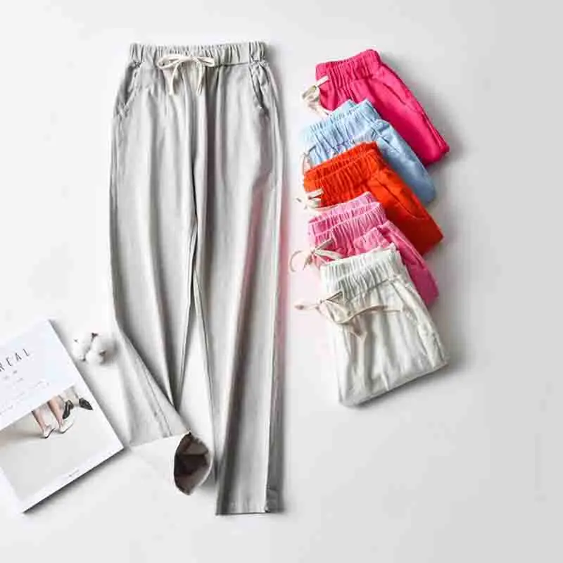 Брюки женские свободные однотонные повседневные султанки с эластичным