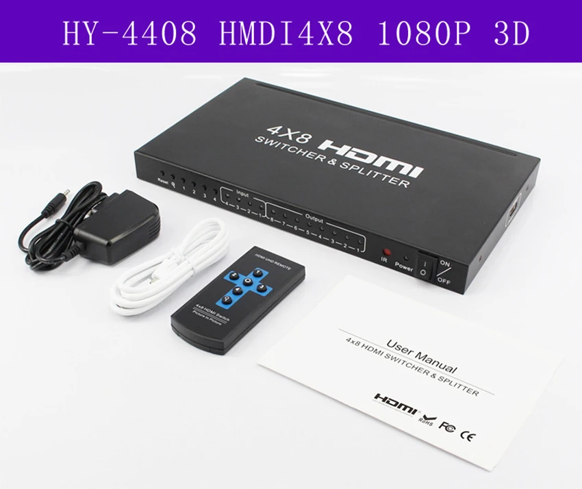 HDMI Matrix 4x8 Full HD 4K 2K 3D 1080P HDMI Matrix4 Вход 8 Выход HDCP HDMI коммутатор сплиттер конвертер адаптер+ пульт дистанционного управления