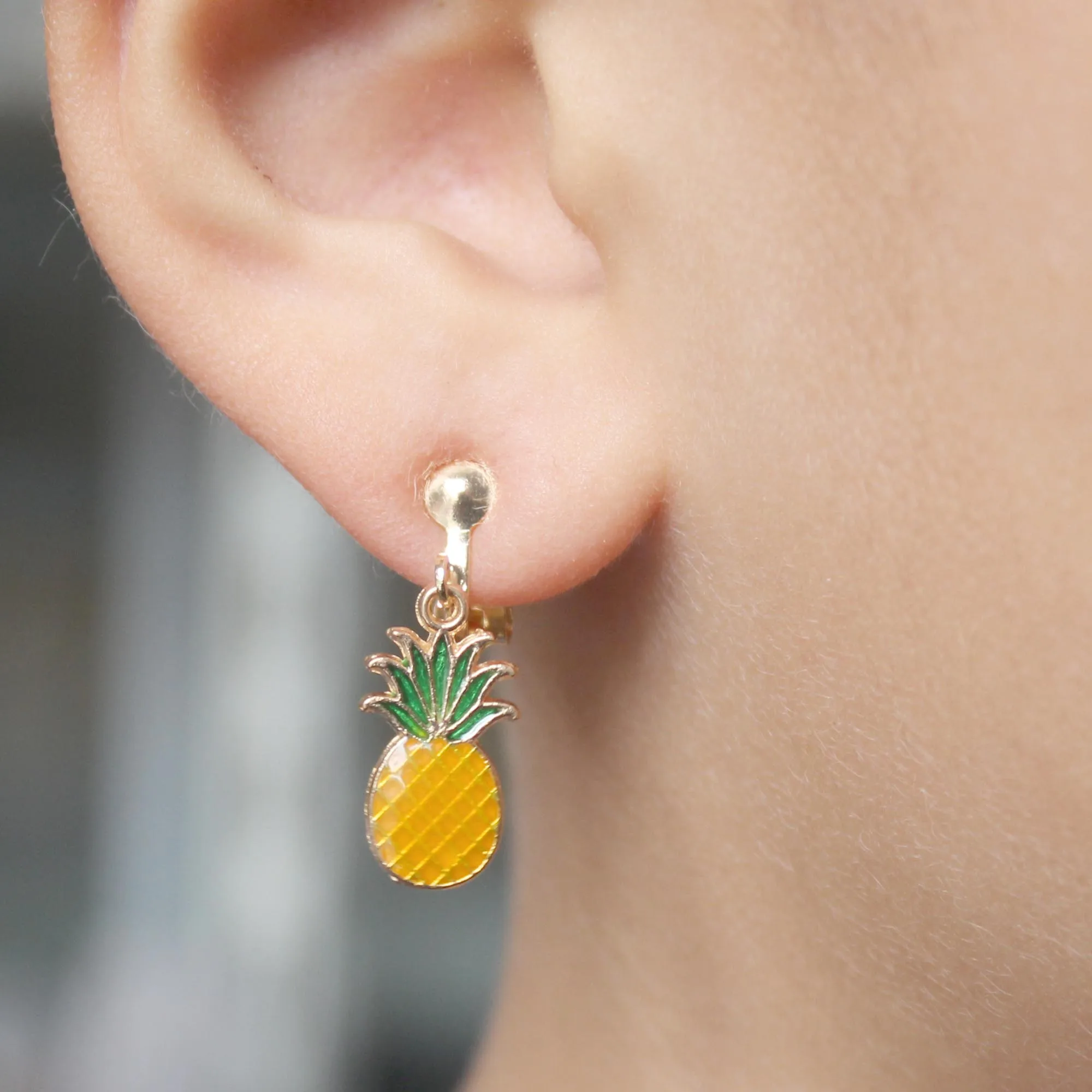 

WENHQ Clip on Earrings No Pierced Jewelry for Women Girl Cherry Strawberry Watermelons Peaches Gold Color Cuff Earring Ear Clip