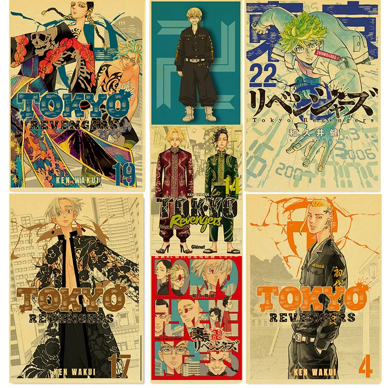 

Japanese Classic Anime Tokyo Revengers Posters Home Room Decoration Kraft Paper Prints Art Vintage Wall Stickers