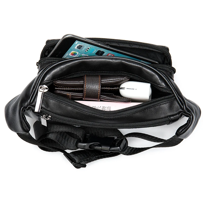 

WESTAL sheep leather men's waist pack fanny pack belt bag men Leather belt waist bags man belt packs travel casual hip bag 8917