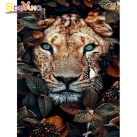 sdoyuno animal painting by numbers lion flower diy oil canvas painting kit art handpaint home decoration christmas gift pictures
