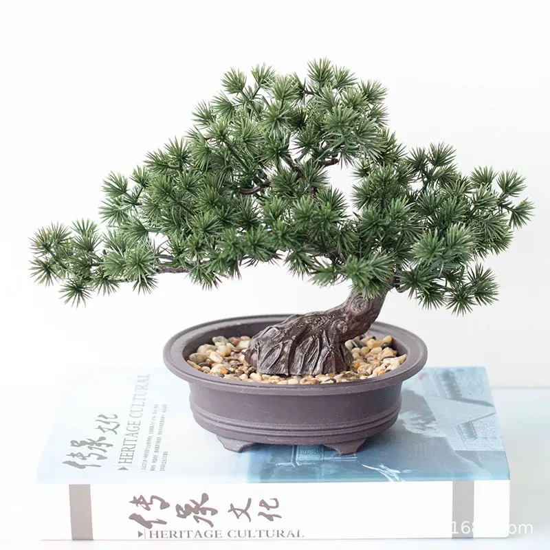 1 Piece New Simulation Welcome Pine Potted Plant Indoor Green Small Bonsai Desktop Artificial Flower Home Decoration Ornaments | Дом и сад