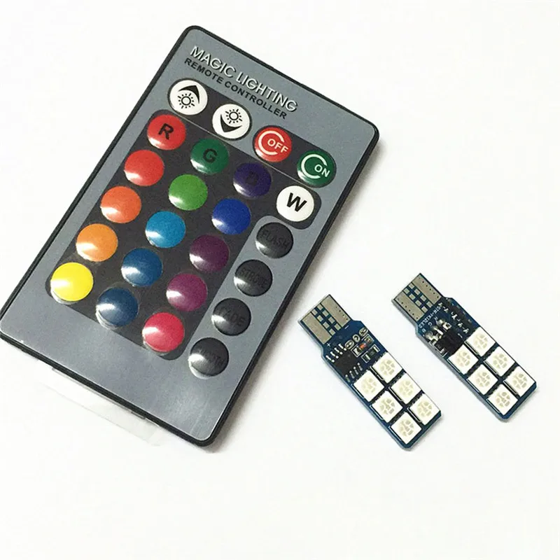 

2 шт., Автомобильные светодиодные лампы для чтения T10 12SMD 5050 RGB