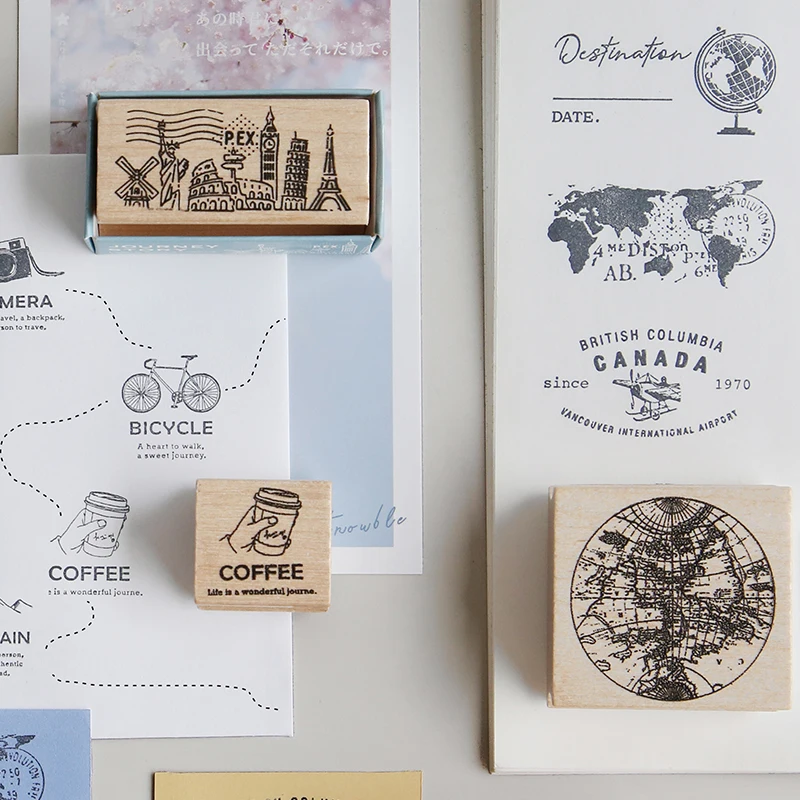 Винтажная Карта города этикетка для путешествий штамп DIY Деревянные и резиновые