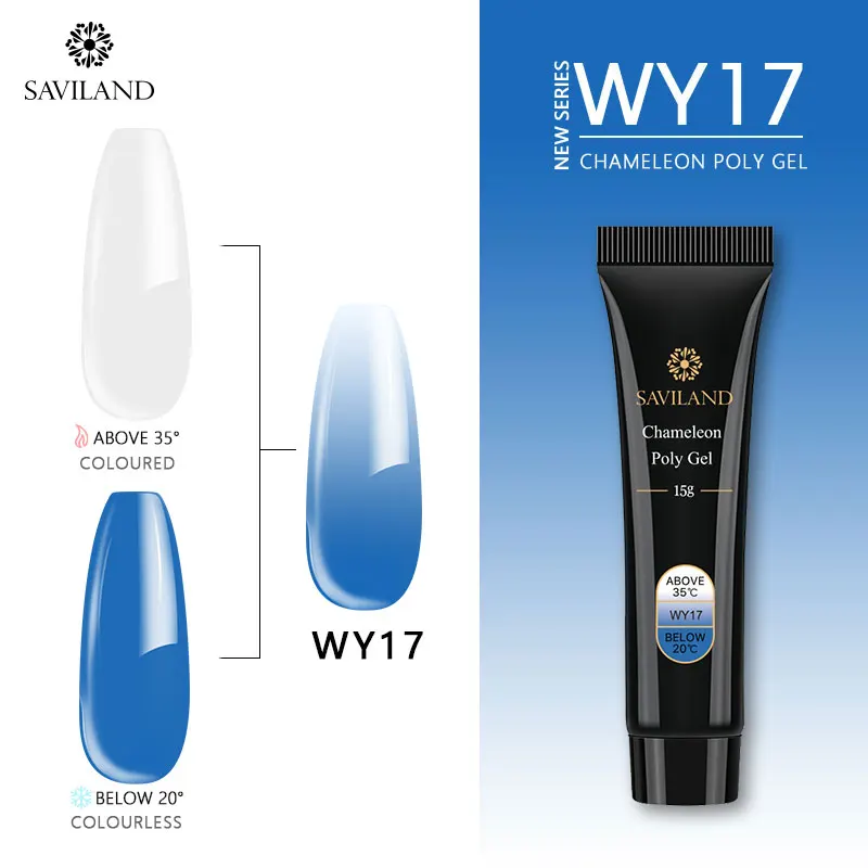 15ml WY17 Saviland 30 мл Гель-лак акриловый полигель изменение температуры многоцветный Алмазный полигель для ногтей быстрое строительство УФ-набор для ногтей - Цвет: 15ml WY17