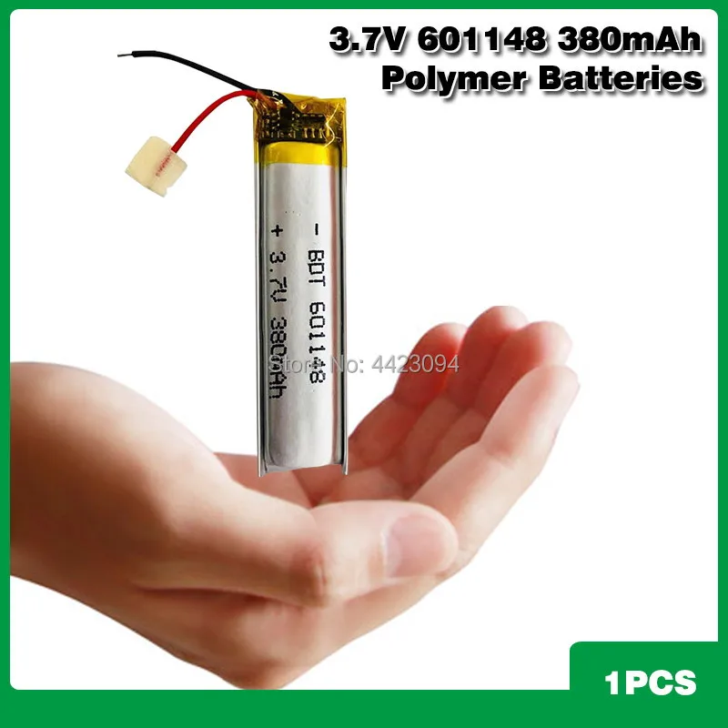 3.7V 380mAh 601148 Lithium Polymer Li-Po Rechargeable li ion Battery For Mp3 MP4 MP5 GPS Vedio Game toys LWH 48*11*6mm