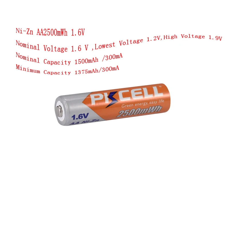 8 шт PKCELL аккумуляторная батарея AA 1,6 V самая высокая 1,8 v 2500mWh ni-zn зарядное устройство 4 слота Быстрая зарядка 2 до 4 AA или AAA батареи