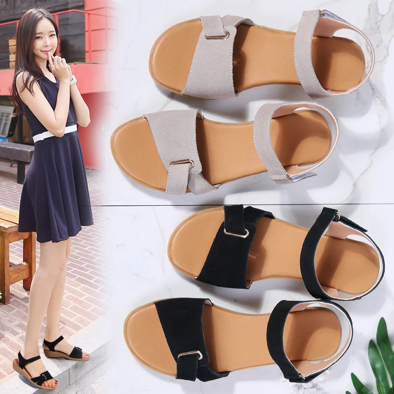 

2021 Summer All-match Simple Fashion Casual Women's Slippers Soft Suede Wedge Sandals Outdoor Street Wedge Shoes Size 35-40