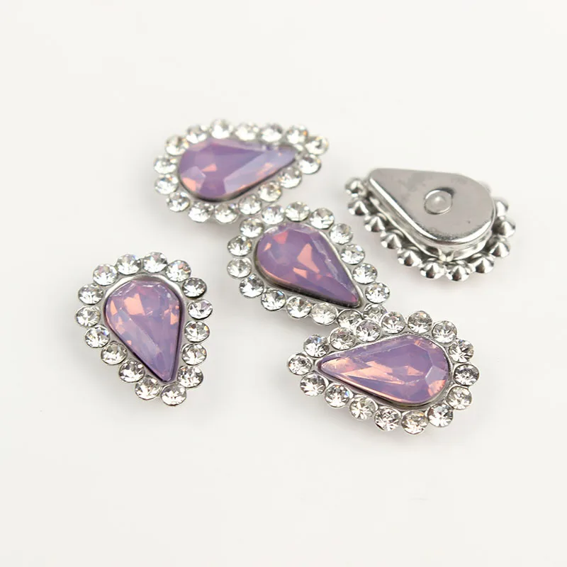 Lt purple OpalSilver 50 шт. Каплевидная форма цветка пришить на горный хрусталь Кристалл Flatback горный хрусталь Золотая основа с оправа, коготь DIY одежда платье - Цвет: Lt purple OpalSilver