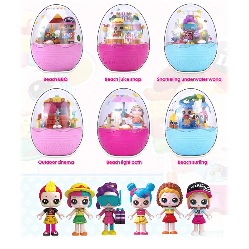 

6 Style Small Building Blocks Doll Blind Box Mysterious Surprise Boxes Cute Mini Dolls World Christmas Gift Toys For Children