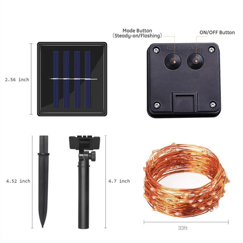 Светодиодный светильник на солнечной батарее для сада 10 м/20 м 200 светодиодный