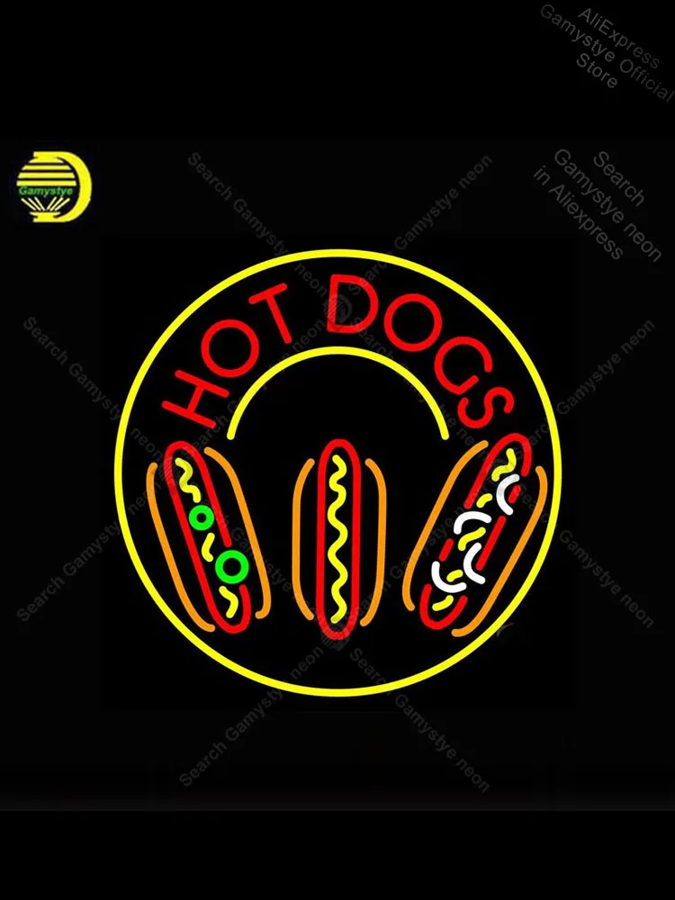 

Neon sign For Hot Dogs Neon Bulb sign Restaurant Iconic Beer Handcraft Lamp neon signs for home Polis Signage Shop Bar Pub Light