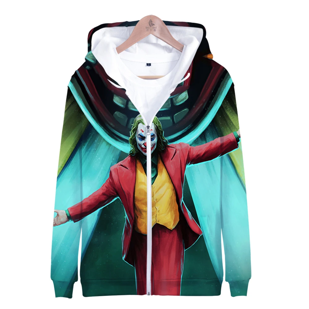 

New Joker Sweatshirt Hoodie Men/Women Autumn Winter Fashion Funny Streetwear 3D Print Joker Hip Hop Hoodie Zipper Coats
