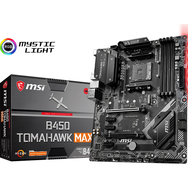Billig MSI B450 TOMAHAWK MAX Computer ATX Motherboard Unterstützung M.2 USB 3,2 Gen2 Ryzen 3700X/3600X/3600/2600 CPU (AMD B450/Buchse AM4)