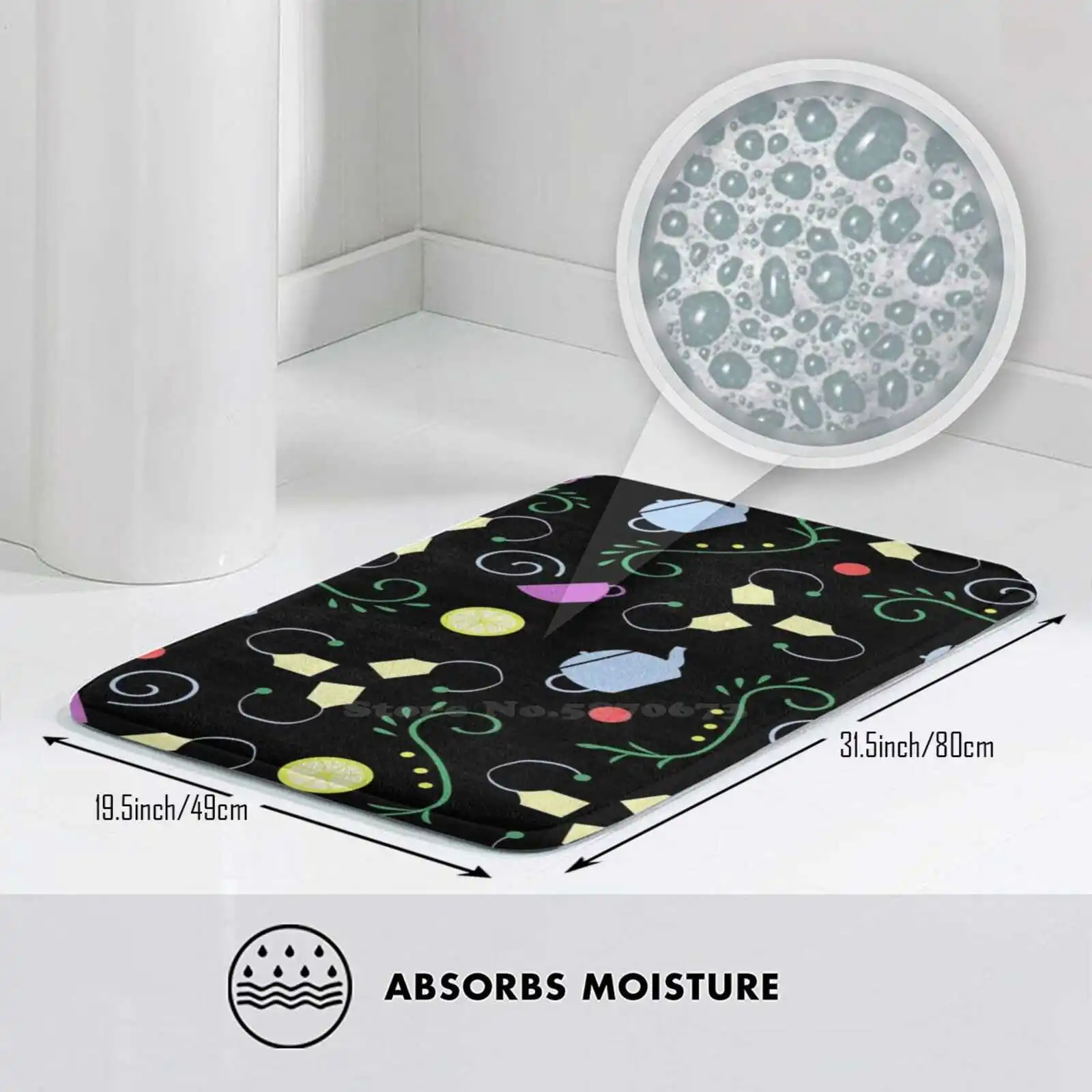 Мягкий Нескользящий 3D коврик с рисунком чая подставка для ног чайник лимонный